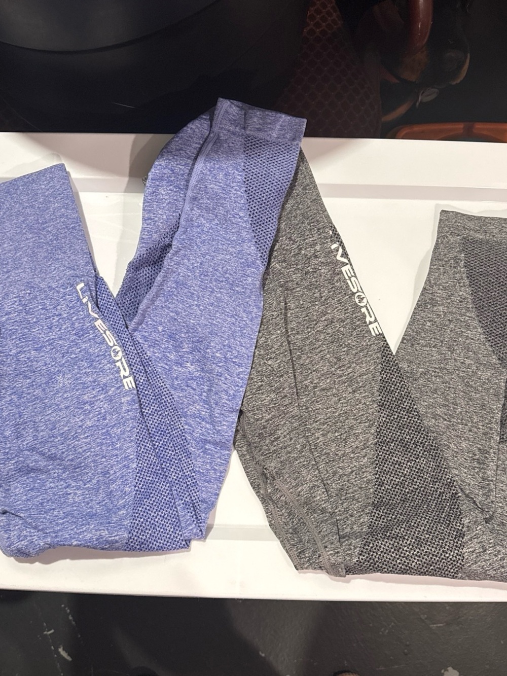 Seamless Active Leggings - Heather Blue and Heather Grey
